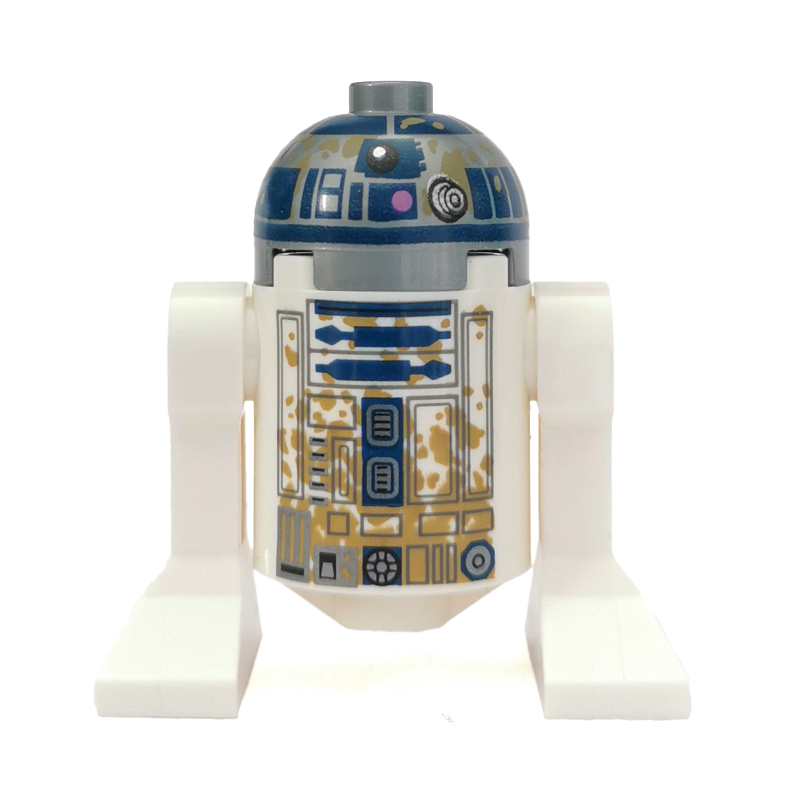 Lego Astromech Droid, R2-D2, Flat Silver Dome, Mud Stains