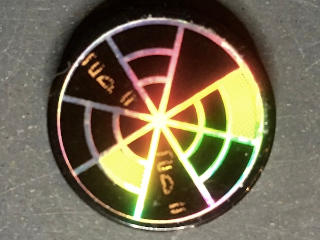 Lego Tile, Round 2 x 2 with Iridescent Mirrored Radar Type 4 Pattern (Sticker) - Sets 7645 / 7649 / Black