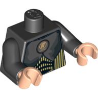 Lego Torso Gold 'R' in Circle and Chest Armor Print, Black Arms, Light Nougat Hands / Black