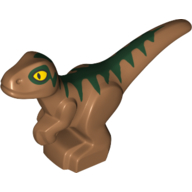 Lego Animal, Dinosaur, Raptor, Baby, Dark Green Stripes