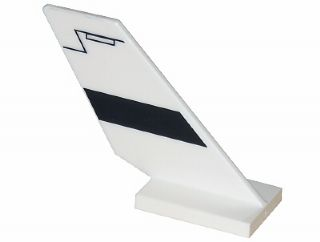 Lego Tail Shuttle with Black Contour Pattern on Right Side (Sticker) - Set 5974 / White