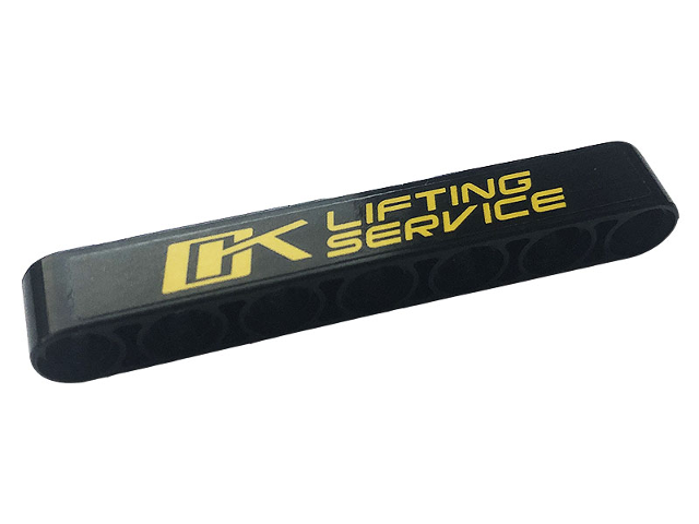 Lego Technic, Liftarm Thick 1 x 7 with Yellow 'LIFTING SERVICE' Pattern (Sticker) - Set 42108