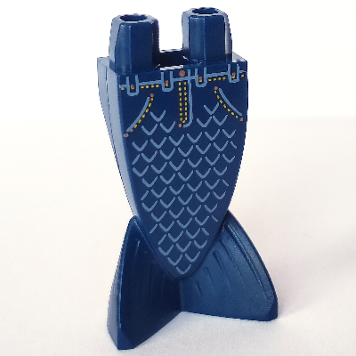 Lego Tail, Merman / Mermaid with Sand Blue Scales and Pearl Gold Stitches / Jeans Print