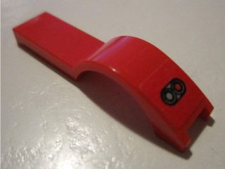 Lego Vehicle, Mudguard 1 x 4 1/2 with Taillights Pattern Model Right Side (Sticker) - Set 8495 / Red