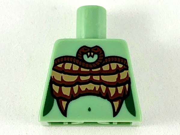 Lego Torso Medusa Entwined Snakes, Scales and Fangs Bra Pattern / Sand Green