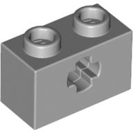 Lego Technic Brick 1 x 2 with Axle Hole Type 1 [+ Opening] and Bottom Pin / Light Bluish Gray