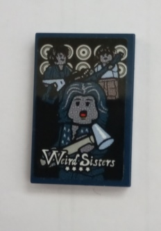 Lego Tile 2 x 3 with Band Poster 'Weird Sisters' Pattern (Sticker) - Set 75980 / Dark Blue