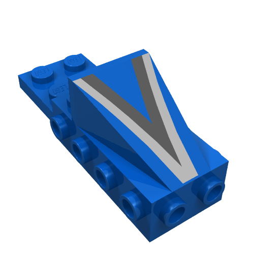 Lego Brick Special, Cockpit Space Nose with Silver and Black V Print / Blue
