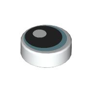 Lego Tile Round 1 x 1 with Medium Azure Eye, Black Pupil Print / White