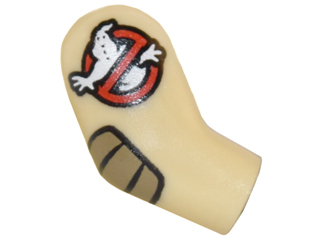 Lego Arm, Right with Ghostbusters Logo and Elbow Patch Pattern / Tan