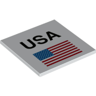 Lego Tile 6 x 6 with 'USA', American Flag Print