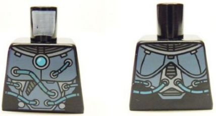 Lego Torso Armor with Round Center Crystal and Tubes on Front and Back Pattern / Black