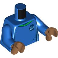 Lego Torso Soccer Shirt, Green Collar Print, Blue Arms, Medium Nougat Hands
