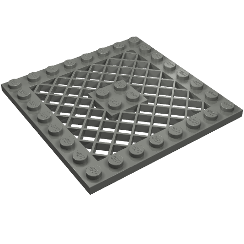 Lego Plate Special 8 x 8 with Grille [Undetermined Center] / Dark Bluish Gray