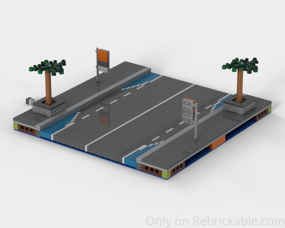 Lego Road With a Bus stop and Bike lane