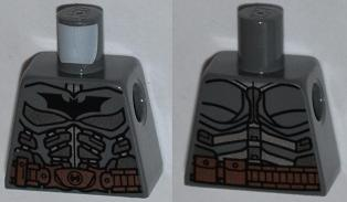 Lego Torso Batman Logo with Body Armor and Copper Belt Pattern / Dark Bluish Gray