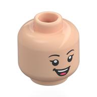Lego Minifig Head Picnicker, Black Eyebrows, Open Mouth Smile / Closed Eyes Smile / Light Nougat