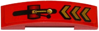 Lego Slope, Curved 4 x 1 x 2/3 Double with Gold Chevrons and Lever Pattern (Sticker) - Set 70737