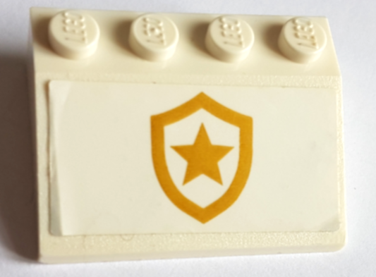 Lego Slope 33 3 x 4 with Gold Police Star Badge Logo Pattern (Sticker) - Set 60277
