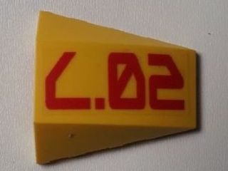 Lego Wedge 4 x 4 Triple Curved No Studs with Red 'L.02' Pattern (Sticker) - Set 7712