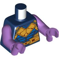 Lego Torso, Muscles, Gold Armor print, Magenta Arms and Hands / Dark Blue