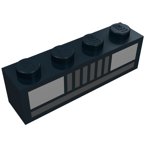 Lego Brick 1 x 4 with Basic Car Headlights Print / Black