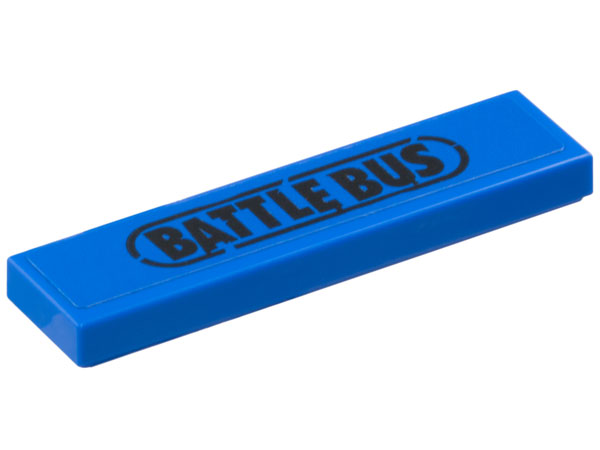 Lego Tile 1 x 4 with Black 'BATTLE BUS' and Oval Border Pattern (Sticker) - Set 77073