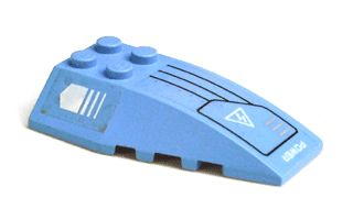Lego Wedge 6 x 4 Triple Curved with White Arrow and 'POWER' Pattern Model Right Side (Stickers) - Set 7709