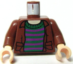Lego Torso Harry Potter Open Shirt and Striped Sweater Pattern / Reddish Brown Arms / Light Nougat Hands