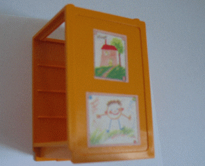 Lego Scala Dresser without Top with Children's Drawings Pattern (Sticker) - Set 3112 / Medium Orange