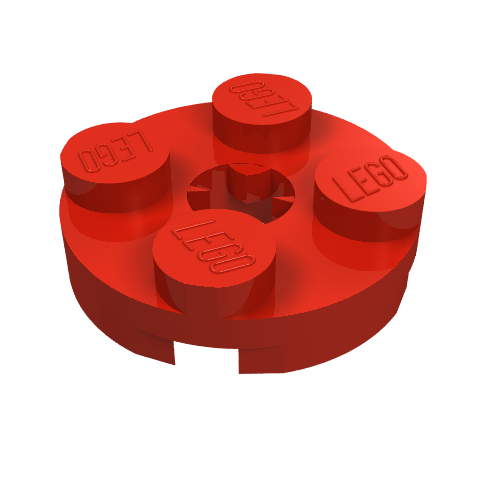 Lego Plate Round 2 x 2 with Axle Hole Type 2 (X Opening) / Red