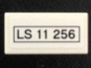 Lego Tile 1 x 2 with Black 'LS 11 256' Pattern (Sticker) - Set 70811 / White