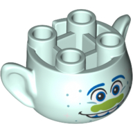 Lego Minifig Head Special, with Ears and 4 Studs on Top, with Face with Lime Nose and Open Mouth Print (Guy Diamond) / Light Aqua