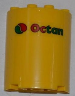 Lego Cylinder Half 2 x 4 x 4 with Octan Logo Pattern (Sticker) - Set 3368