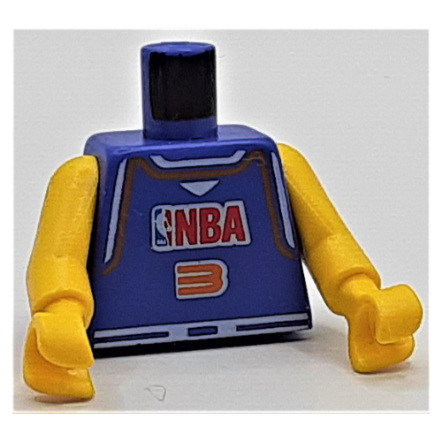 Lego Torso Basketball Jersey, NBA Logo and '3' Print, Long One Piece Arms Yellow (NBA) / Violet