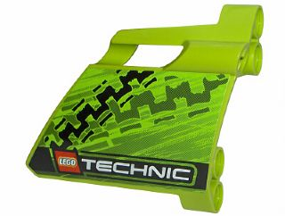Lego Technic, Panel Fairing #22 Large Short, Small Hole, Side A with Tire Marks and LEGO TECHNIC Logo Pattern (Sticker) - Set 8291