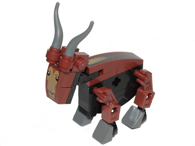 Lego Thor's Goat (Black and Reddish Brown, Tanngnjóstr) - Brick Built