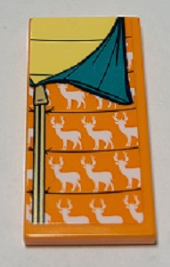 Lego Tile 2 x 4 with Dark Turquoise and Orange Sleeping Bag with Deer Pattern (Sticker) - Set 41392 / Orange