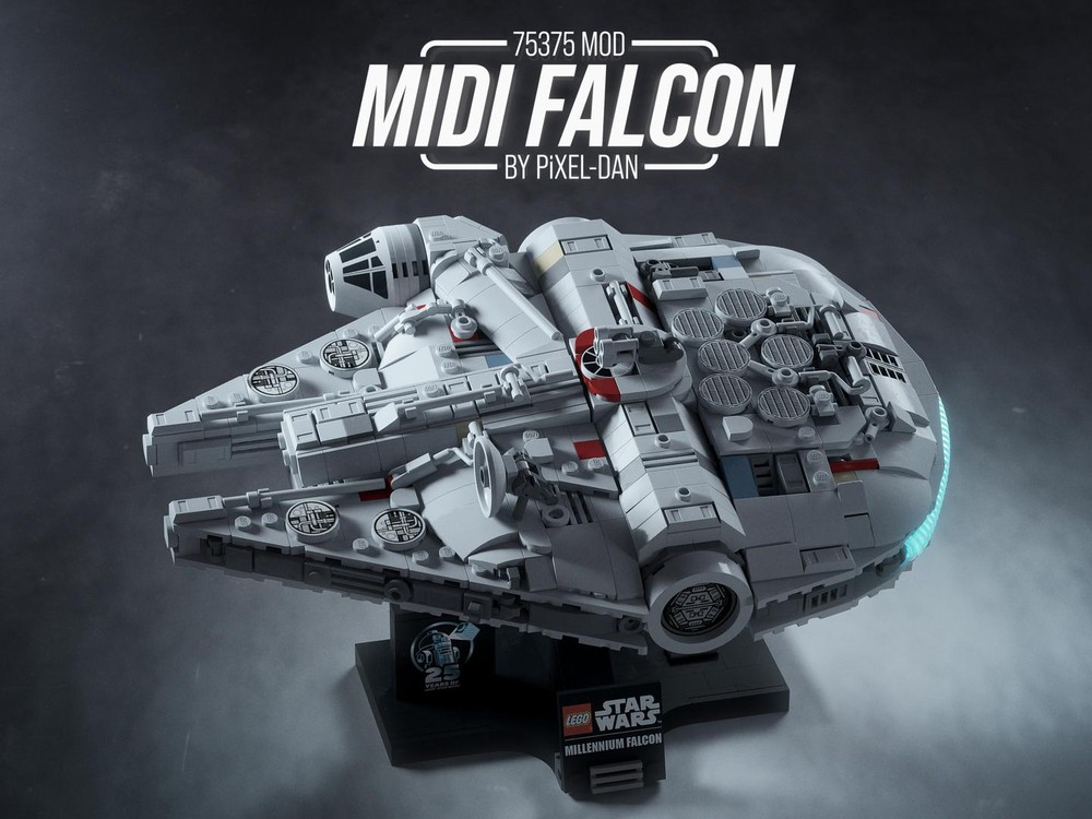 Lego PiXEL-DANs "THE FALCON" / MIDI SIZED but UCS STYLE DETAILED / compatible with 75375 STAND