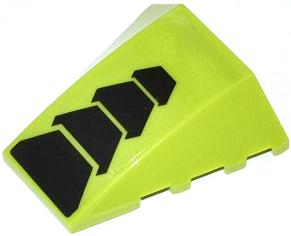 Lego Wedge 4 x 4 Triple Curved No Studs with Black Trapezoids Pattern (Sticker) - Set 70702 / Lime
