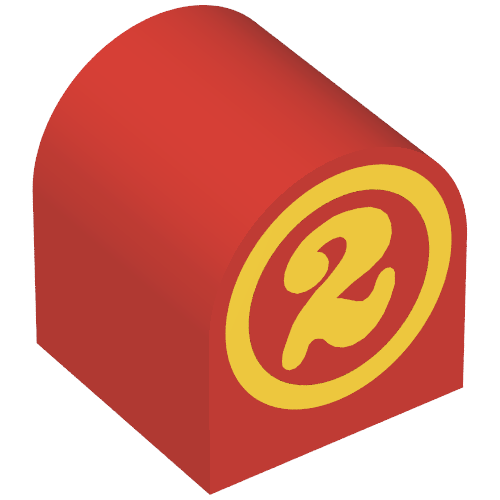 Lego Duplo Brick 2 x 2 x 2 Curved Top with Circled Number 2 Print