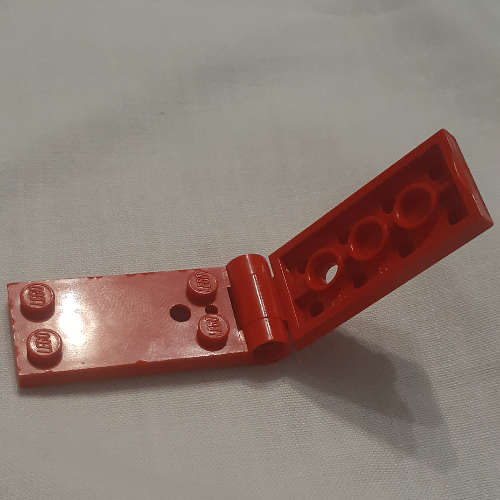 Lego Hinge Plate 2 x 5 with Large Hole, and Small Hole on Bottom Plate [Complete Assembly] / Red