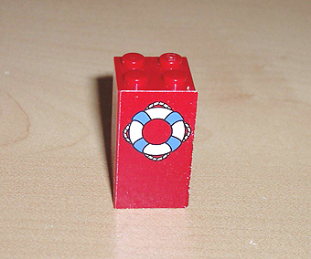 Lego Brick 2 x 2 x 3 with Flotation Ring Pattern (Sticker) - Set 4178