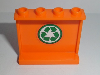 Lego Panel 1 x 4 x 3 with Side Supports - Hollow Studs with Green Recycling Arrows Pattern on Inside (Sticker) - Set 60118