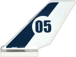 Lego Tail Shuttle with Dark Blue Stripe and '05' in White Circle Pattern on Both Sides (Stickers) - Set 60067 / White