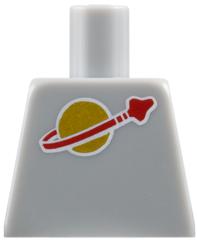 Lego Torso with Classic Space Logo High on Torso Pattern, Inside with Ribs (second reissue) / Light Bluish Gray