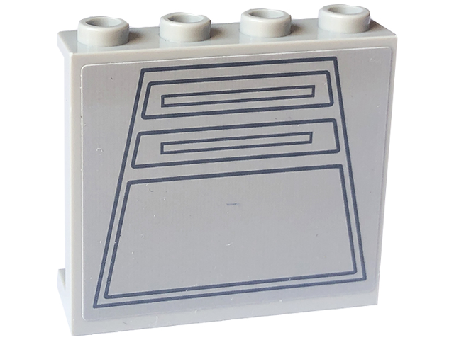 Lego Panel 1 x 4 x 3 with Side Supports - Hollow Studs with SW Wall Panels with Dark Bluish Gray Trapezoids and Rectangles Pattern (Sticker) - Set 75324 / Light Bluish Gray