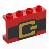 Lego Panel 1 x 4 x 2 with Black Belt, Gold Belt Buckle Print