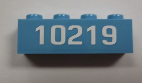 Lego Brick 1 x 4 with White '10219'  Pattern (Sticker) - Set 10219 / Maersk Blue