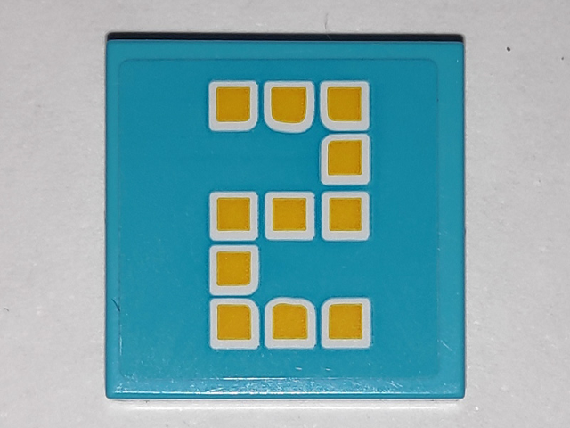 Lego Tile 2 x 2 with Yellow Digital Number 2 Pattern (Sticker) - Set 41338